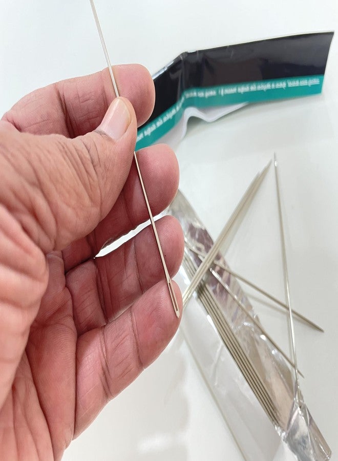 OMX, 20 Pieces, Long Eyed Beading Needles, 2MM x 127mm | 127 mm (5 inch) Long & 2MM Thick, Packing Bag Needles, Used to Work with Heavier Materials, Canvas, Jute, Book Binding etc - Image 1